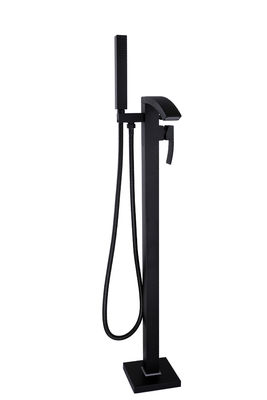 Brass Black Freestanding Bath Taps Polished Contemporary Style