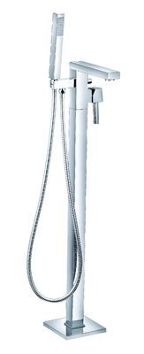 Stylish Floor Standing Bath Taps Chrome Finish Bathtub And Shower Faucets