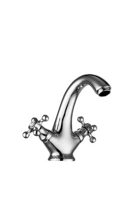 Contemporary Double Handle Deck Mounted Basin Mixer Taps T8662
