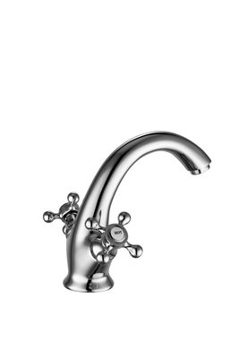 Contemporary Double Handle Deck Mounted Basin Mixer Taps T8662