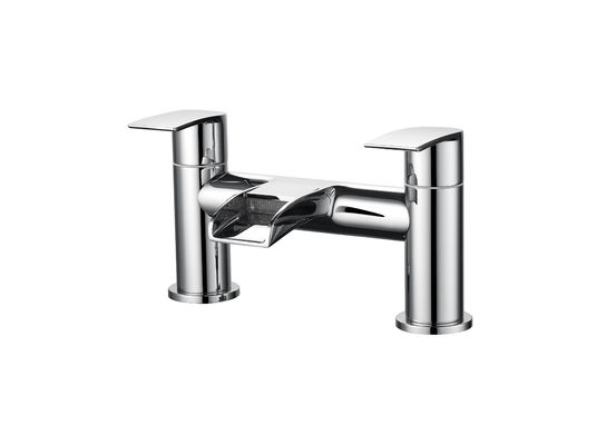 Double Handles Chrome Finish Brass Bath Shower Mixer Taps T8114