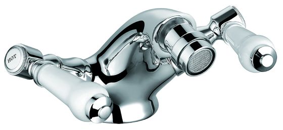 Contemporary Bidet Mixer Taps Chrome Finish with Double Handles