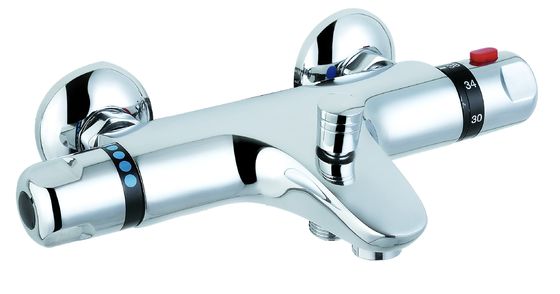 Contemporary Thermostatic Bathroom Taps Chrome Finish with Two Handles