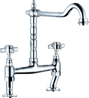 Luxury Kitchen Mixer Taps Faucets Chrome Finish With Double Handles