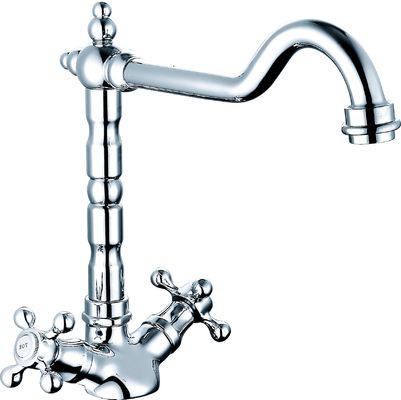 Special Kitchen Mixer Taps Double Handles Chrome Finish 250 Mm Height