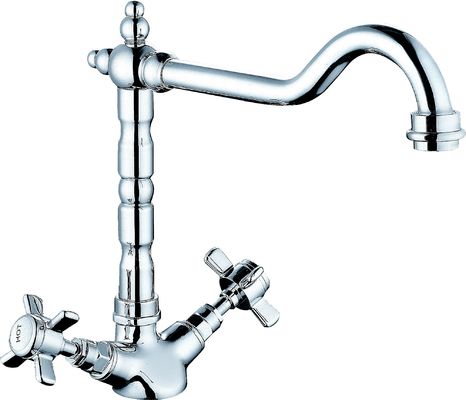 Special Kitchen Mixer Taps Double Handles Chrome Finish 250 Mm Height