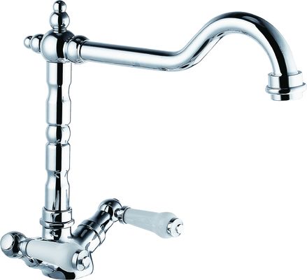 Special Kitchen Mixer Taps Double Handles Chrome Finish 250 Mm Height