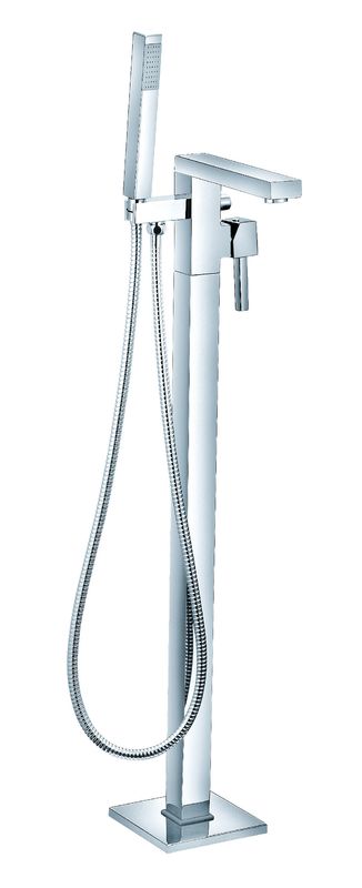 Stylish Floor Standing Bath Taps Chrome Finish Bathtub And Shower Faucets