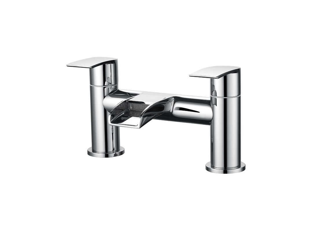 Double Handles Chrome Finish Brass Bath Shower Mixer Taps T8114
