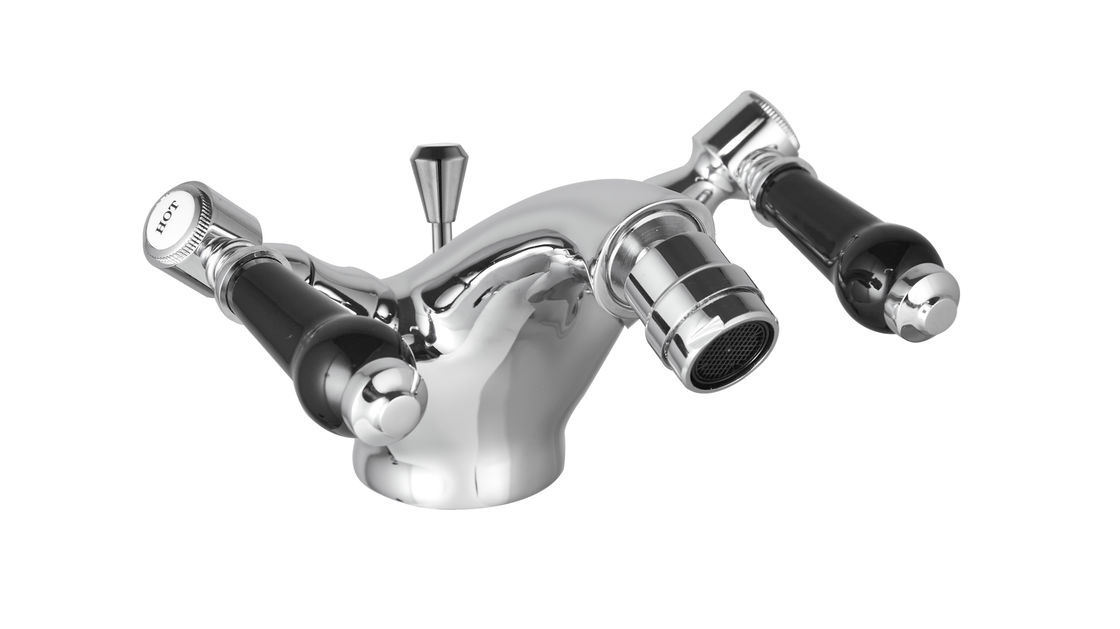 Contemporary Bidet Mixer Taps Chrome Finish with Double Handles