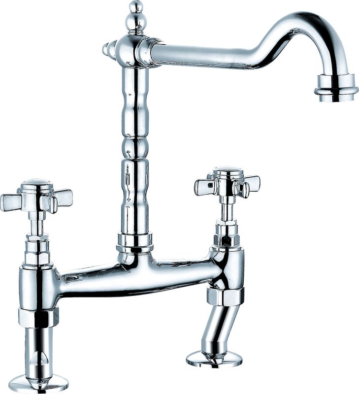 Luxury Kitchen Mixer Taps Faucets Chrome Finish With Double Handles