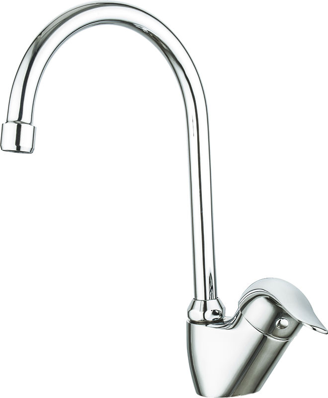 Polished Kitchen Mixer Taps Chrome Finish Single Handle Water Faucet